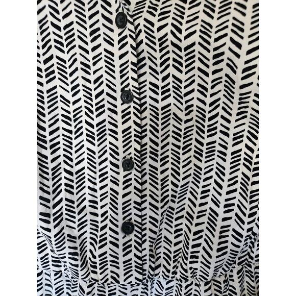 Women's Torrid Poplin Collared Sleeveless Chevron Shirtdress Black White 1 - Picture 10 of 13